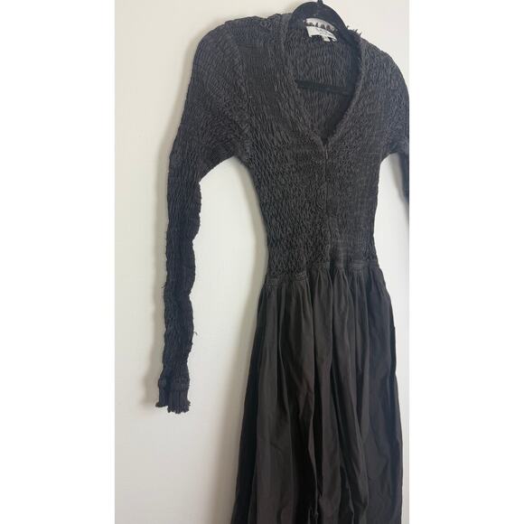 Sea New York Womens Casey Long Sleeve Raw Hem Fit & Flare Black Midi Dress 2 - Picture 4 of 11